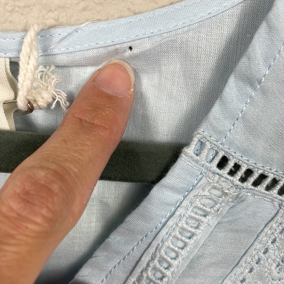 NWT Joie V Neck Ruffle Eyelet Dress Baby Blue Drawstring Waist Summer Sz M - Picture 10 of 10